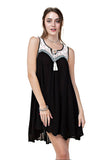 Sleeveless Mesh Embroidered Dress, Black