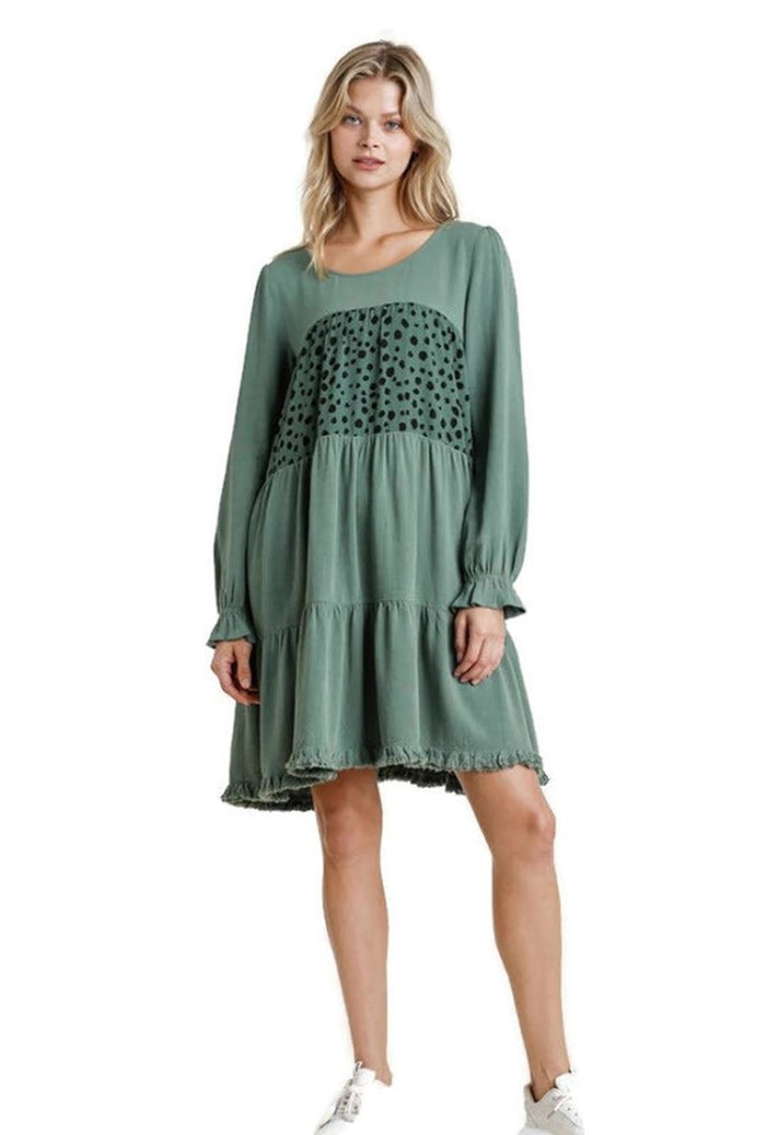 Spotted Tiered Fringe Dress