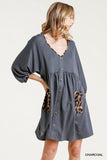 Leopard Pocket Dress, Charcoal