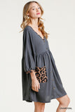 Leopard Pocket Dress, Charcoal