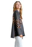 Leopard High Low Top, Charcoal