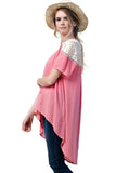 Lace Shoulder Blouse, Pink