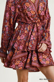 Floral Border Print Layered Dress