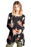 Lace Up Floral Swing Tunic, Black