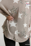 Star & Leopard Waffle Knit Top, Taupe