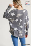 Star & Leopard Waffle Knit Top, Charcoal