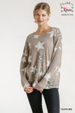 Star & Leopard Waffle Knit Top, Taupe