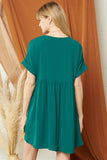 Textured Babydoll Dress, Green