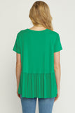 Green Short Sleeve Tiered Top