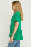 Green Short Sleeve Tiered Top