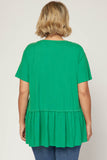Green Short Sleeve Tiered Top