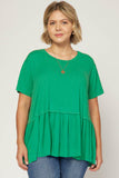 Green Short Sleeve Tiered Top