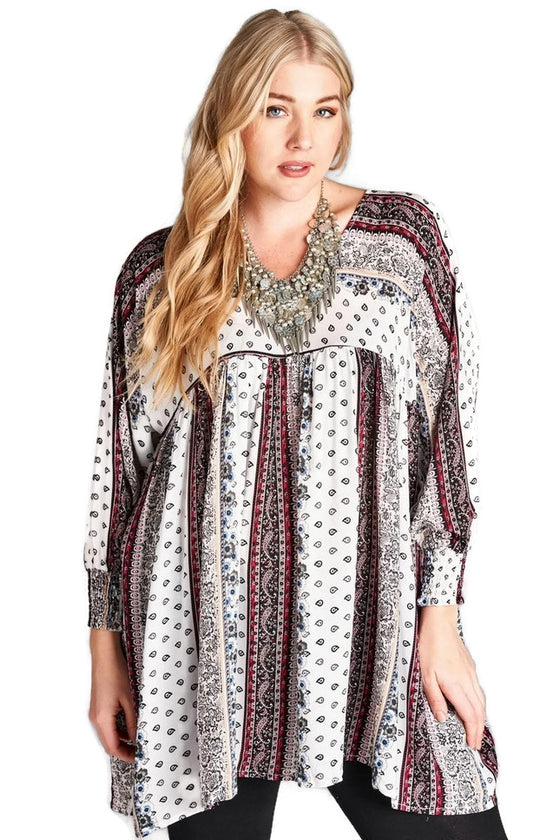 Paisley Baby Doll Tunic, Off White