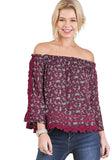 umgee off the shoulder lace trimmed top blouse umgee usa