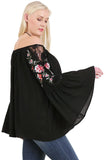 umgee usa Floral Embroidered Bell Sleeve Top