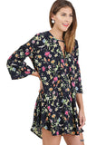 Floral Keyhole Dress, Navy Mix
