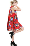 Floral Keyhole Bohemian Dress, Tomato Mix