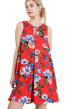 Floral Keyhole Bohemian Dress, Tomato Mix
