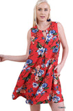 Floral Keyhole Bohemian Dress, Tomato Mix