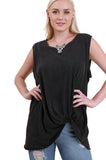 Mineral Washed Twisted Knot Top, Washed Black