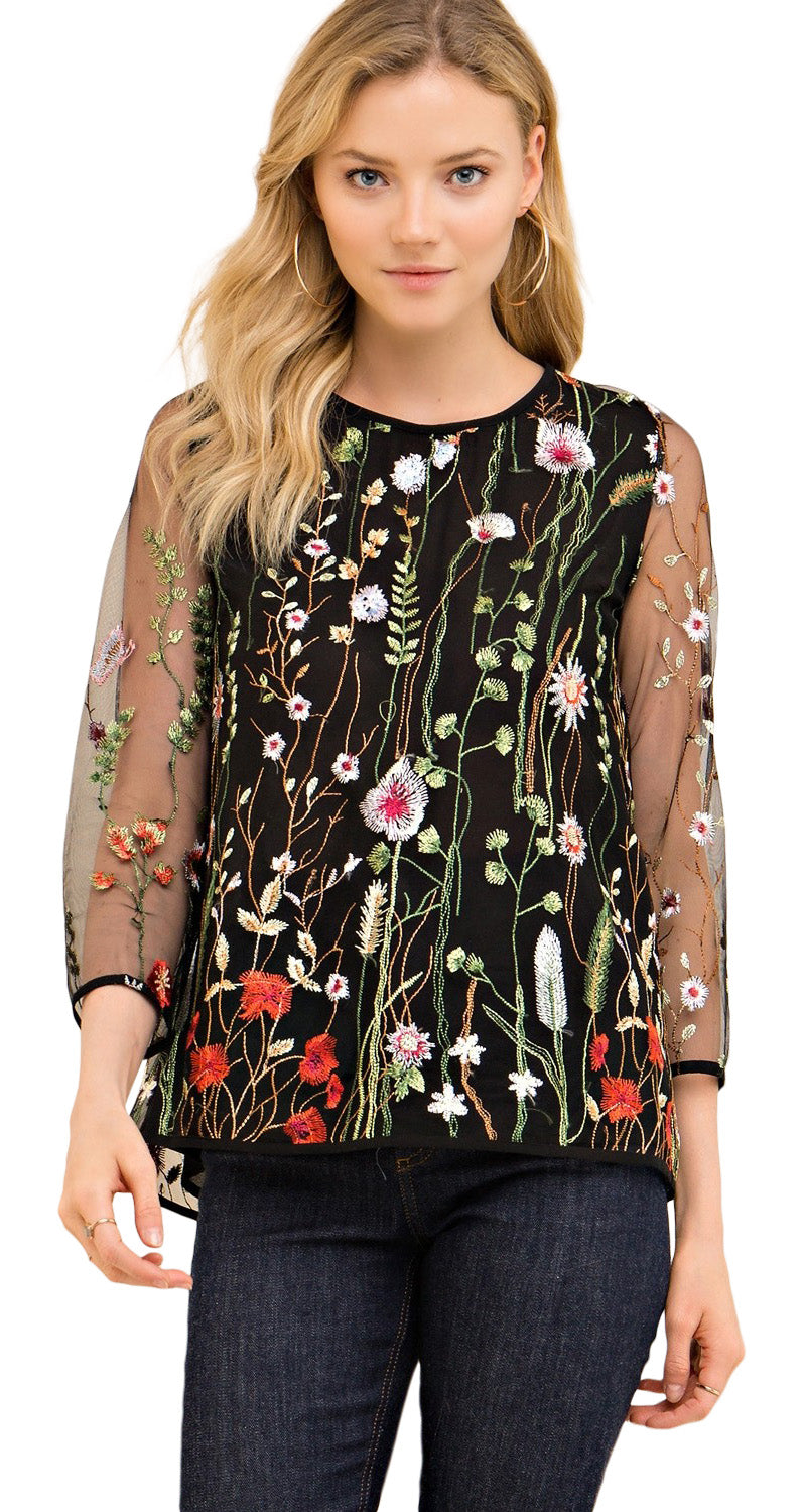 Teleurstelling duim periode umgee Always in Bloom Floral Embroidered Top, Black – Violet Skye Boutique