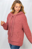 Fuzzy Knit Hoodie, Rose