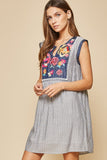 andree by unit floral embroidered stripe dress