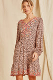 Leopard & Embroidered Babydoll Dress