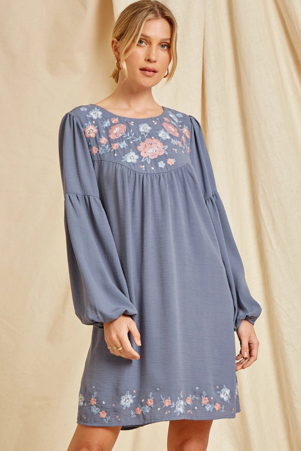 Women's Floral Embroidered Babydoll Dress - ANDREE BY UNIT S Women's Floral Embroidered Babydoll Dress - ANDREE BY UNIT S