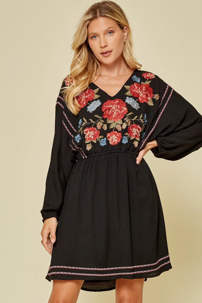 Embroidered Fit & Flare Dress