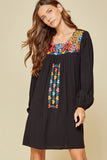 Floral Embroidered Long Sleeve Dress