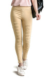 High Waist Distressed Jeggings, Taupe