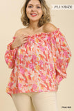 Sheer Floral Off the Shoulder Top, Pink
