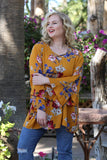 Floral Layered Bell Sleeve Tunic, Multi