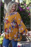 Floral Layered Bell Sleeve Tunic, Multi