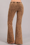 Mineral Wash Bell Bottom Soft Pants, Chestnut Brown