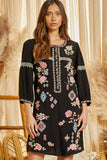 Floral & Aztec Embroidered Dress