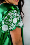 Embroidered Metallic Top, Green
