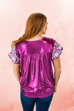 Embroidered Metallic Top, Pink