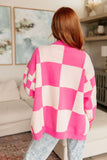 Pink Checkered Cardigan
