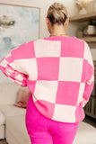 Pink Checkered Cardigan