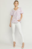 Watercolor Puff Sleeve Blouse, Lilac