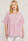 Round Neck Babydoll Top, Orchid Pink