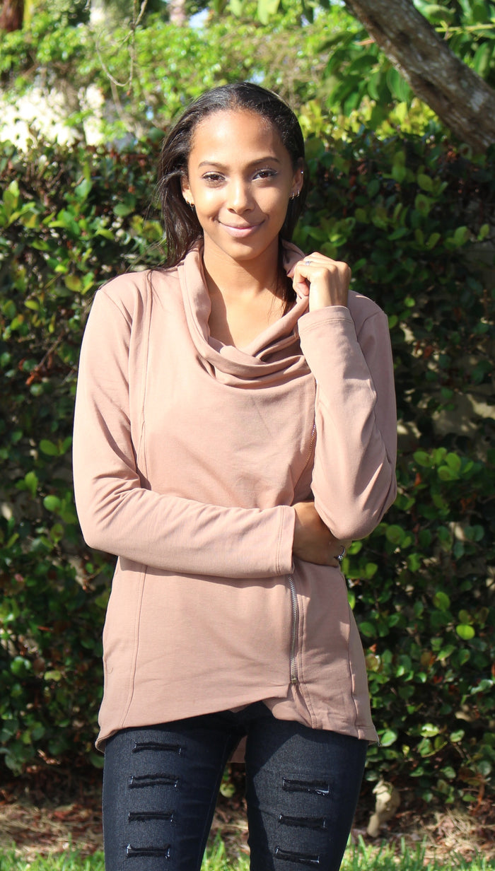 Side Zip Jacket, Brown