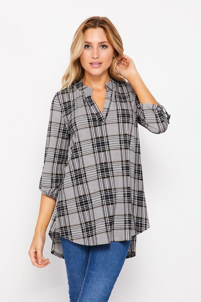 Honeyme Plaid Gabby Top