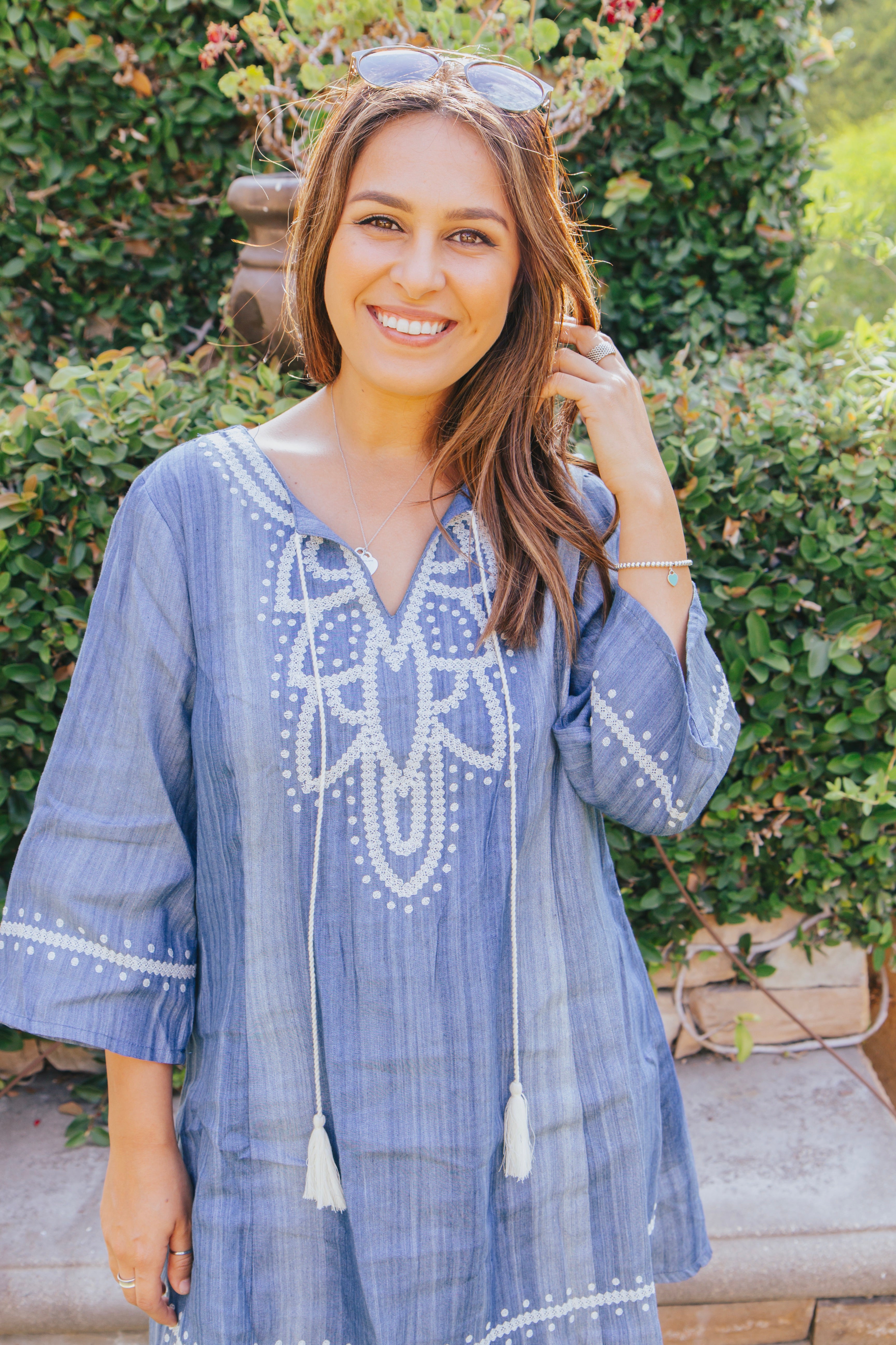 denim dress embroidered Shirtdress/Duster by Billy T xlarge artistic vibe to the classic denim fabric Embroidered Denim Dresses - Umgee
