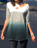 Washed Ombre Striped Tunic, Ivory