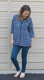 Plaid Button Up Top, Teal
