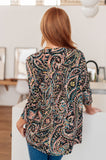 Teal Paisley V-Neck Top