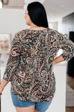 Teal Paisley V-Neck Top